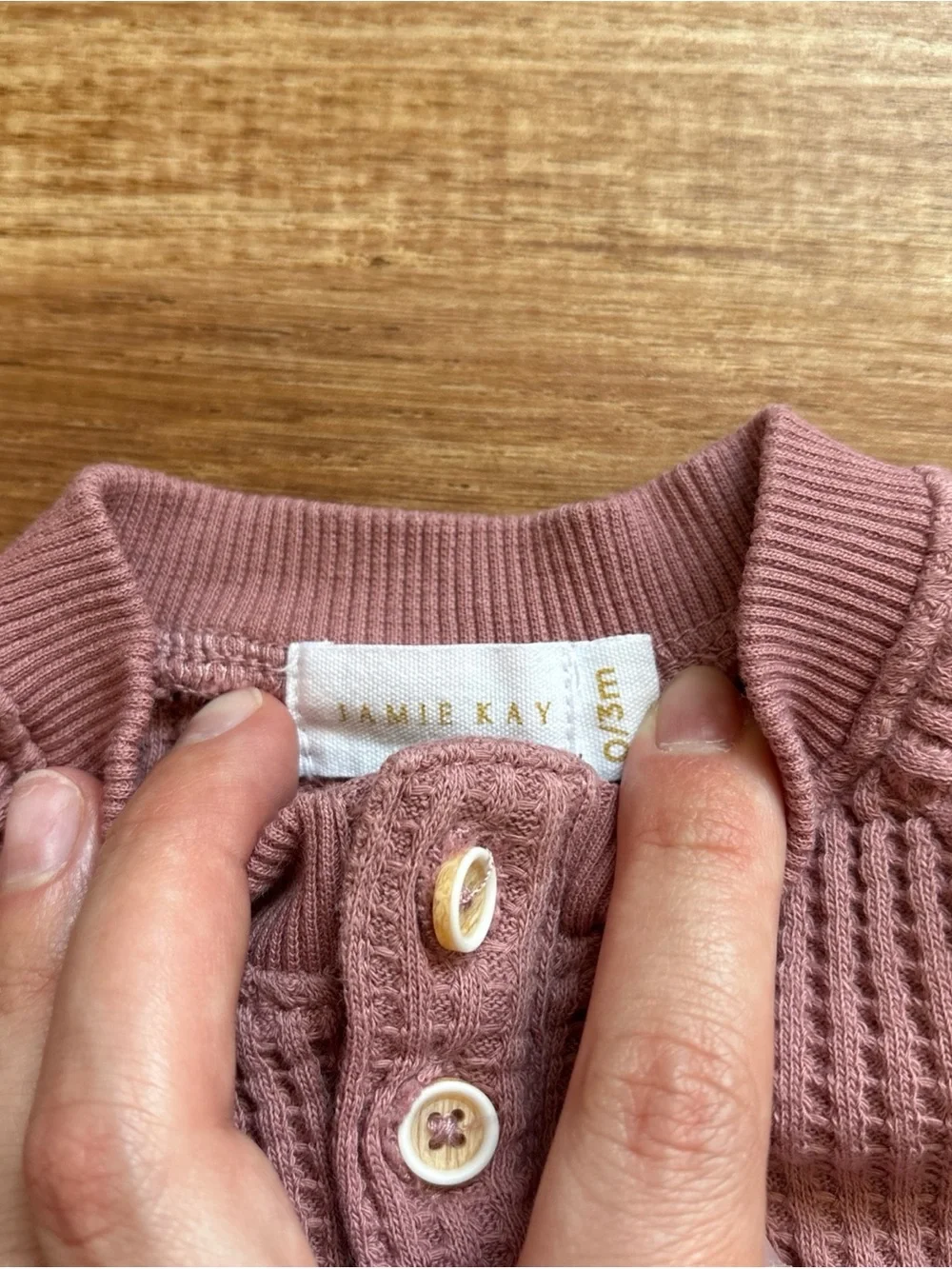 Jamie Kay Waffle Knit Long Sleeve 0-3m Mauve Organic Cotton